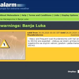 Упозорење на нестабилно вријеме – пљускови, грмљавина, град Упозорење на нестабилно вријеме – пљускови, грмљавина, град