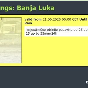 Упозорење на обилније падавине