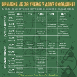 У Дому омладине бесплатне инструкције за основце и средњошколце У Дому омладине бесплатне инструкције за основце и средњошколце