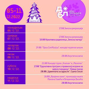 И ове недјеље „Зима у Дому омладине“ доноси занимљив програм И ове недјеље „Зима у Дому омладине“ доноси занимљив програм