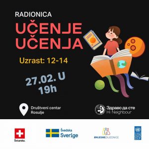 Удружење грађана „Здраво да сте“: Радионица „Учење учења“ за дјецу од 12 до 14 година
